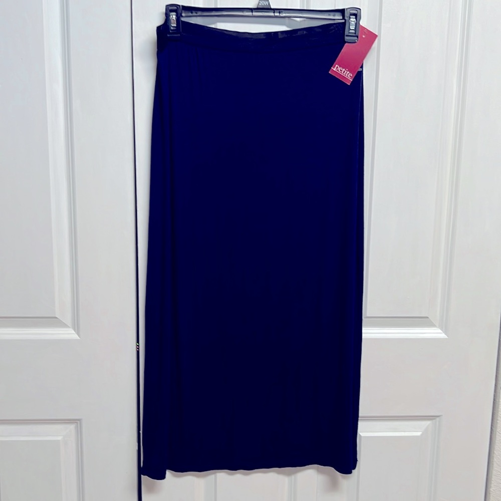 Saint Tropez West Deep Purple Black Elastic Waist Band Maxi Skirt Size PXL NWT
